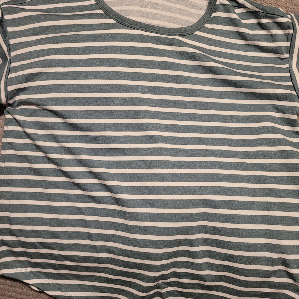 Striped Short Sleeve Tee in Teal and White